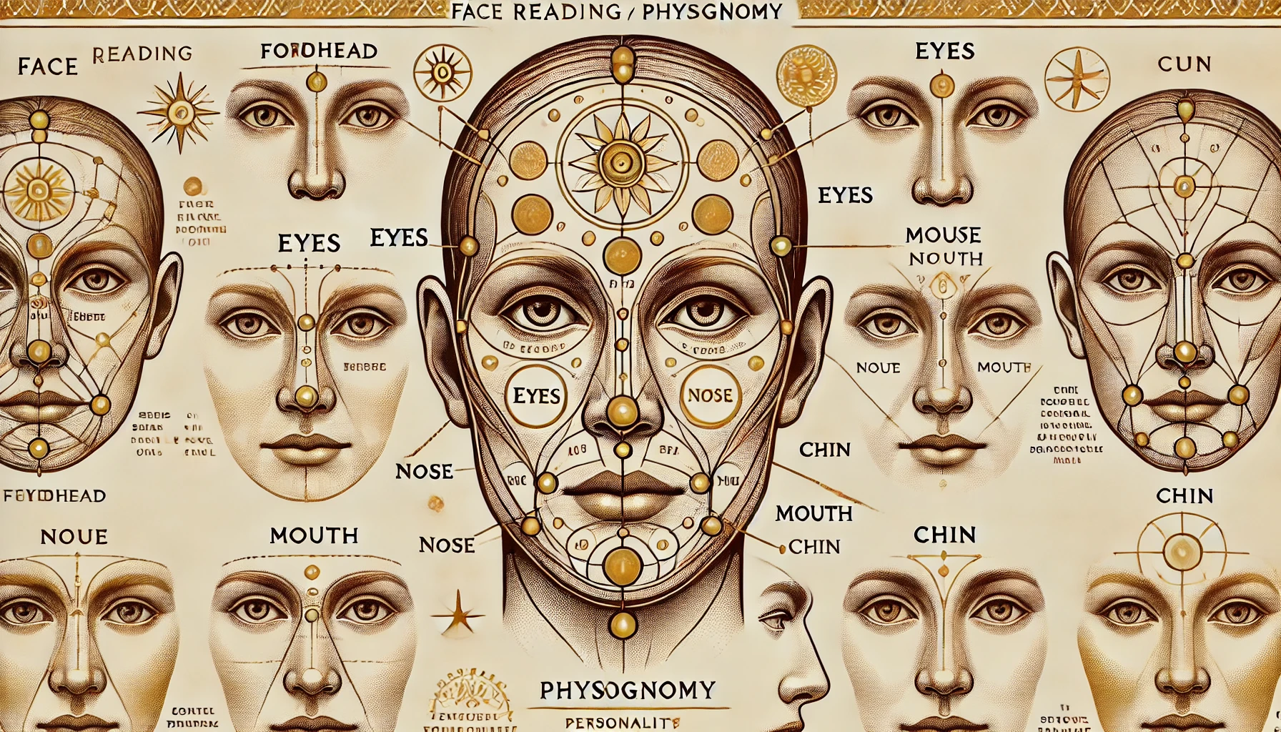 Face reading, physiognomy, facial features, personality traits, Chinese Mian Xiang, Samudrik Shastra, forehead reading, eyebrow analysis, eye shape meaning, nose shape personality, lips and communication, jawline significance, face shape meaning, ancient face reading, face reading guide, emotional expressions, career guidance, relationship compatibility, health indicators, business interactions, facial analysis, human psychology, personality assessment, spiritual face reading, intuitive reading, non-verbal communication, facial expressions